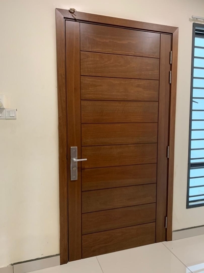 Single Solid Timber Door Completed Installation Sample In Johor Bahru