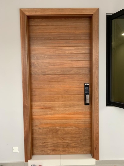 Single Solid Timber Door Completed Installation Sample In Johor Bahru