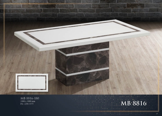 1.8M RECTANGLE 6  SEATER MARBLE TABLE