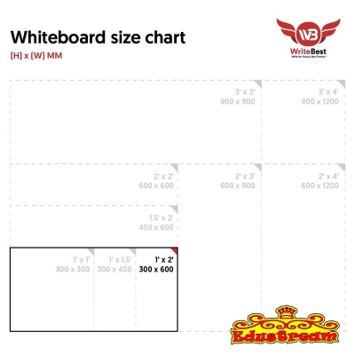 Writebest Whiteboard With Aluminium Frame ( 1 x 2" / 30 x 60cm)