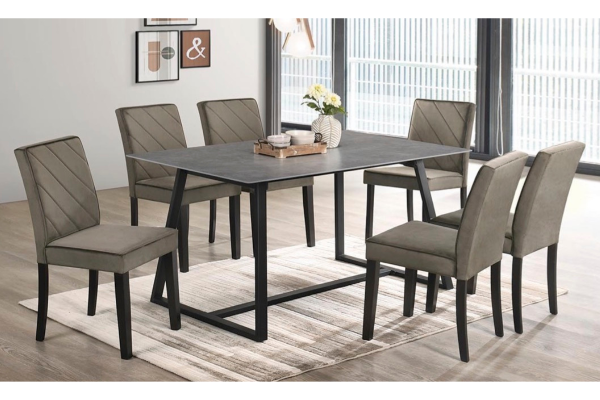 GRYSTAL CERAMIC DINING SET 1+6 (GREY) (CRM 9015(9113)+ S827)