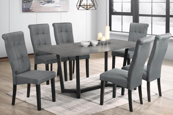 GOWIN CERAMIC DINING SET 1+6 (GREY) (9113 + H2039)