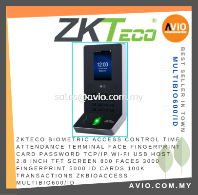 ZKTeco Door Access Control Time Attendance Face Fingerprint Password RFID ID EM Card TCP/IP WIFI USB Host MultiBio600/ID