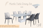 MARLEE MARBLE DINING SET 1+6 (MT-X60C +DC-4114[GREY]) MARBLE DINING