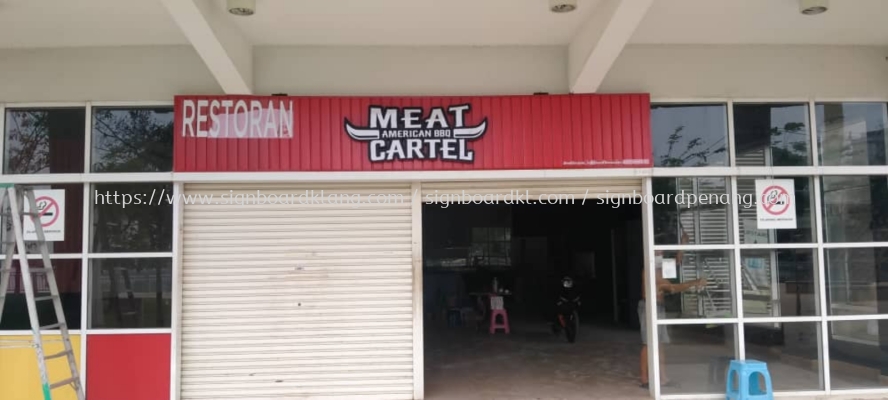 meat cartel aluminium trism ceiling base 3d led frontlit lettering signage signboard at klang kuala lumpur shah alam puchong damansara kepong cheras 