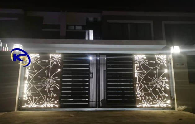 Swing Gate LED Design Lorong 2, Bukit Bayan Taman Senni, Sungai Petani