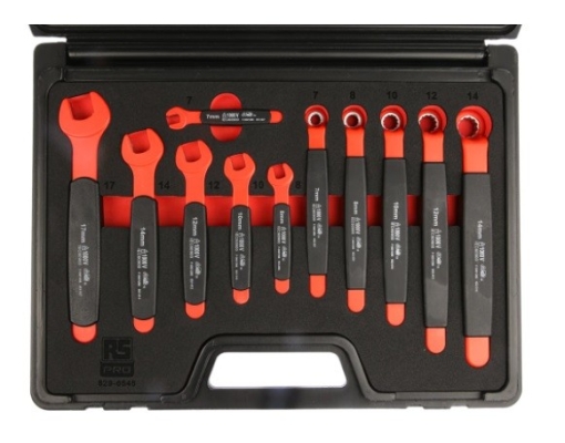 829-6546 - RS PRO 11 Piece Chrome Vanadium Steel Insulated Spanner Set