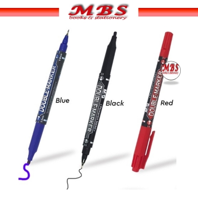 M&G Permanent Marker Pen Double Tip Black Blue Red 2.8mm Bullet tip 0.8mm Needle Tip APM21372 - (1