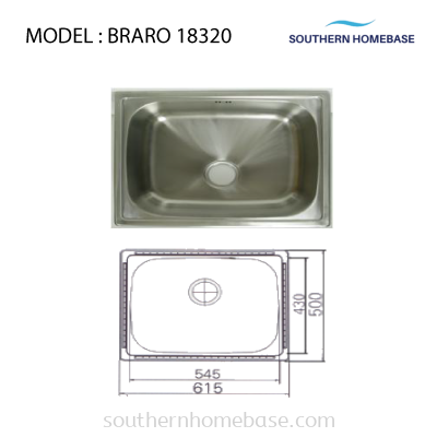 KITCHEN SINK SINGLE BOWL ELITE BRARO 18320