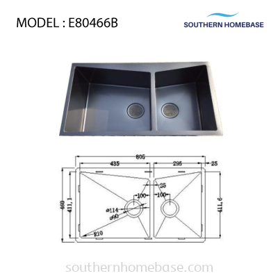 KITCHEN SINK DOUBLE BOWL ELITE E80466B