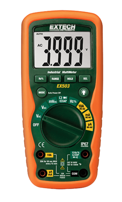 EXTECH EX503 : 10 Function Heavy Duty Industrial MultiMeter