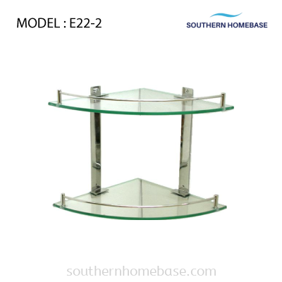 BATHROOM 2 TIER CORNER GLASS SHELF ELITE E22-2