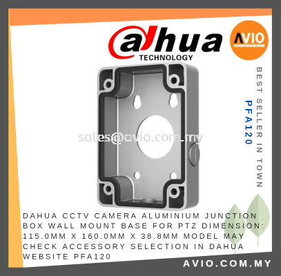 Dahua CCTV Camera Aluminium Junction Box Wall Mount Base for PTZ Model Check Accessory Selection in Dahua Website PFA120