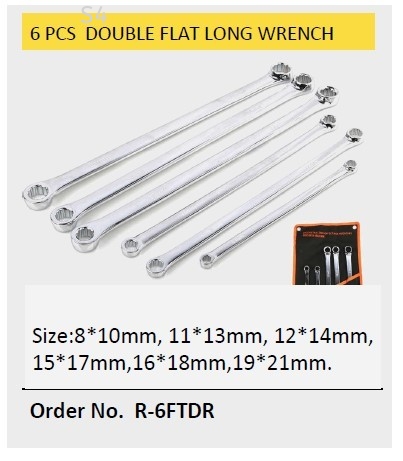 6PCS DOUBLE RING FLAT LONG WRENCH 6PCS DOUBLE RING FLAT LONG WRENCH Double Ring End Wrench Hand Tools - Socket & Wrench