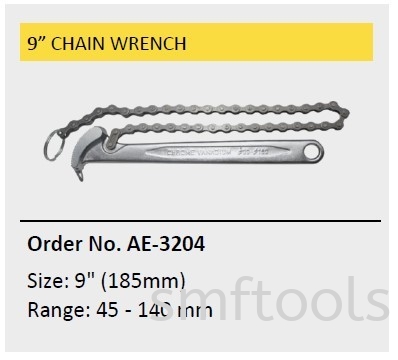 9" CHAIN WRENCH OIL FILTER OPENER / WRENCH AUTOMOTIVE MECHANICAL SPECIAL TOOL & EQUIPMENT