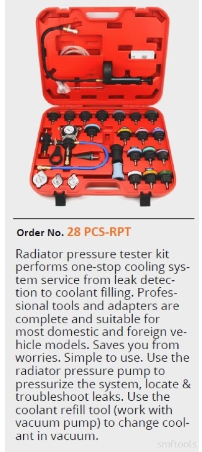 28PCS PROFESSIONAL UNIVERSAL RADIATOR PRESSURE TESTER KIT SET