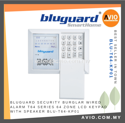 Bluguard Security Burglar Wired Alarm T64 Series 64 Zone LCD Keypad with Speaker BLU-T64-KP01