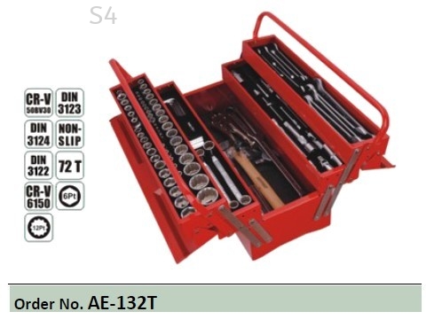 132Pcs Tool Set with 3-Layer Metal Toolbox ¨C AE-132T | Professional Mechanics Tools Kit