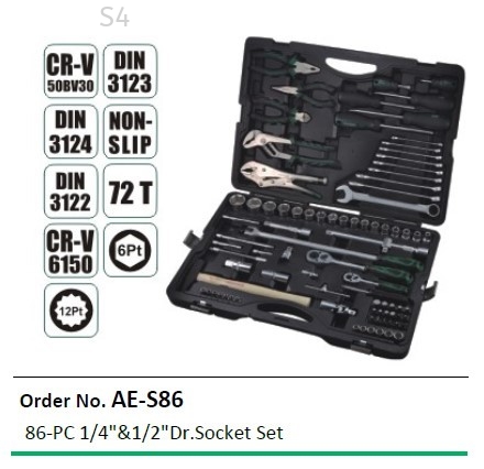 86PCS 1/4'' & 1/2'' TOOLSET