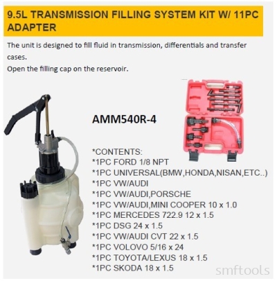 11PCS 9.5L PNEUMATIC (AIR) TRANSMISSION FILLING SYSTEM KIT