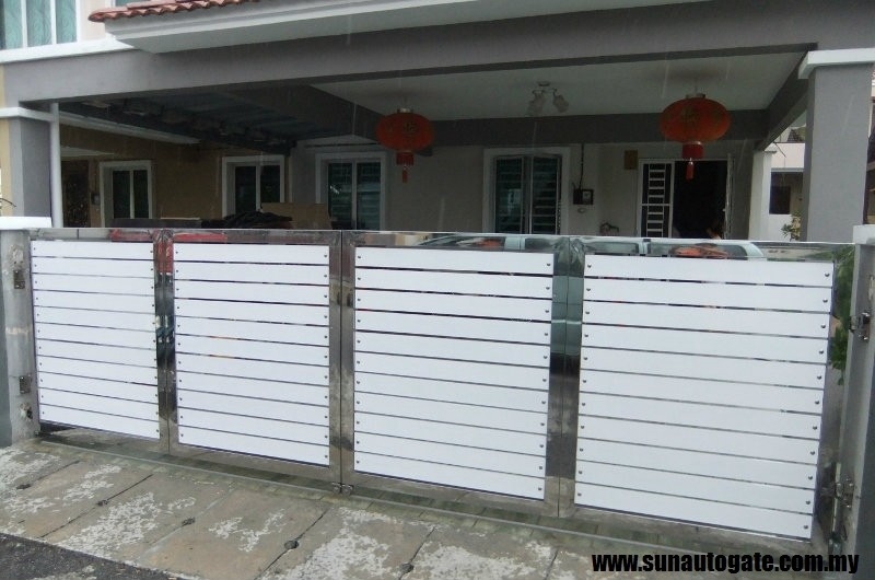 Modern Stainless Steel Gate Sample In Simpang Ampat Stainless Steel Mix Aluminium Main Gate Design Gate Malaysia Reference Renovation Design 