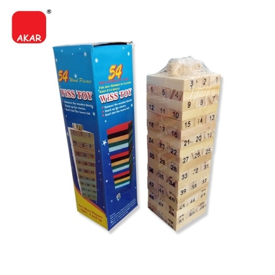 Jenga Wood Block Wiss Toy Game / Jenga Wooden Tower Block Wiss Toy Game [54pcs] [S Size] (1 box)