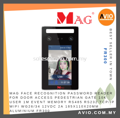 MAG Face Recognition Password Reader Door Access Pedestrian Gate 10K User 1Million Trans RS485 RS232 WIFI TCP/IP FR300