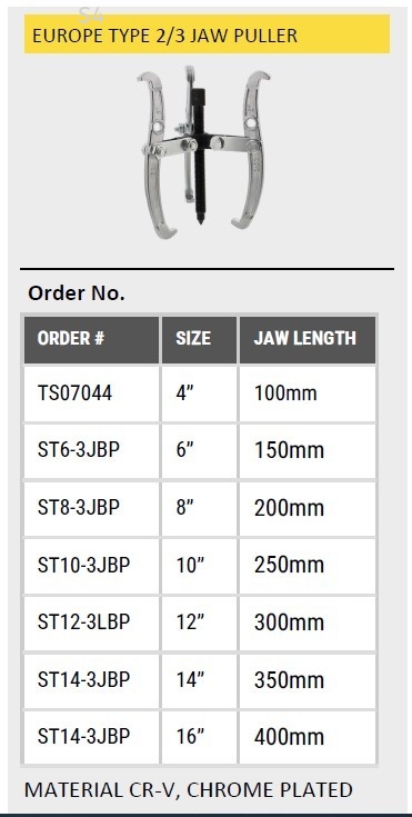 2 / 3 JAW PULLER EUROPE TYPE 2 / 3 JAW PULLER EUROPE TYPE Beam / Jaw Puller Automotive Garage Tools & Equipment
