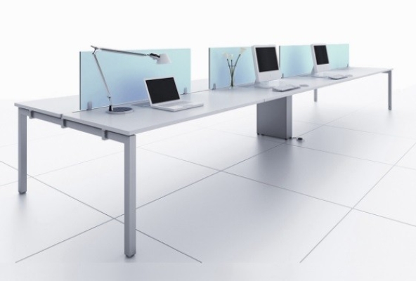 Office workstation with tempered glass panel