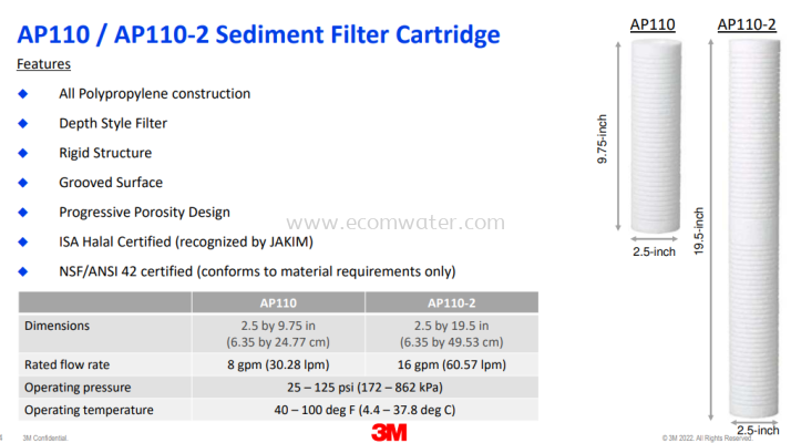 3M AP110/AP110-2 Sediment Filter