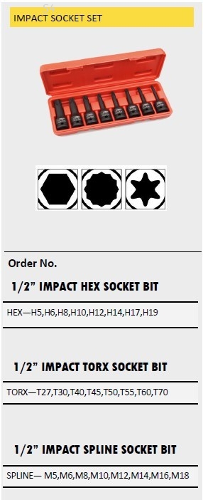 1/2" CRMO Impact Special Socket Set (Hex/Torx/Spline)