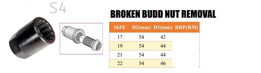 Universal 1" Broken Budd Nut Removal Impact Socket