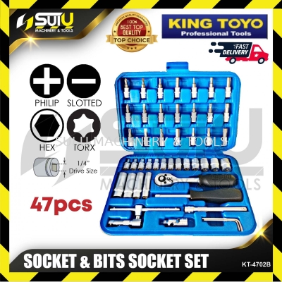 KING TOYO KT-4702B / KT4702B / KTBBS-47 47PCS 1/4" Socket & Bit Socket Set