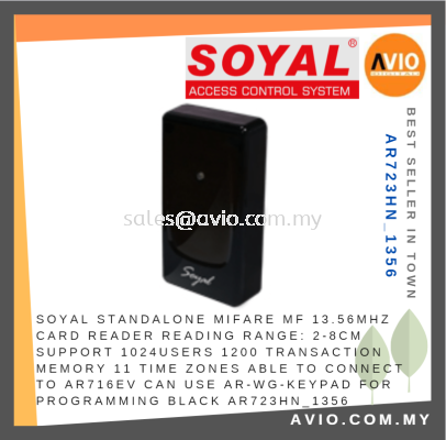 Soyal Standalone Mifare MF 13.56MHz Door Access Card Reader 2-8cm can Link to AR716EV AR-WG-Keyboard Black AR723HN_1356