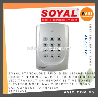 Soyal Standalone RFID ID EM 125KHz Reader 10-18cm 1024 User 1200 Trans Elevator Mode 32 Floor can Link AR716EV AR721HV3