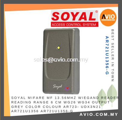 Soyal Mifare MF 13.56MHz Door Access Wiegand Reader 6cm WG26 WG34 Grey Color AR723 UDX3N11 AR721U AR721U1356-G