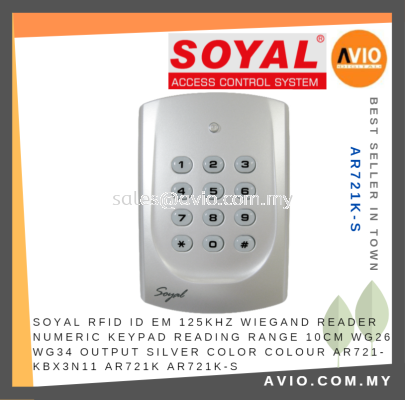 Soyal RFID ID EM 125KHz Door Access Wiegand Reader Numeric Keypad 10cm WG26 WG34 Silver AR721 KBX3N11 AR721K AR721K-S