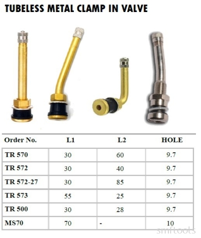 TUBELESS METAL CLAMP IN VALVE FOR BUS AND TRUCK