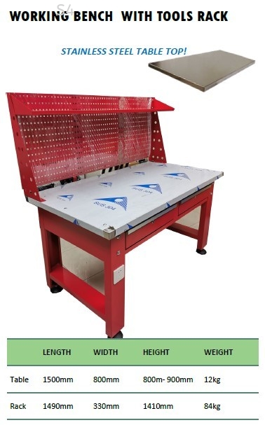 *Custom Made Order* Heavy Duty Working Bench with Stainless Steel Bench