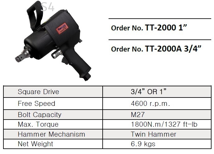 3/4" Or 1" Pneumatic Air Impact Wrench TT-2000/TT-2000A