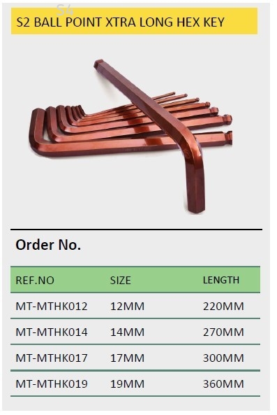 Extra Long Ball Point Hex Key (S2 Material) Extra Long Ball Point Hex Key (S2 Material) Hex Key (Allen Key) Wrench Hand Tools - Socket & Wrench
