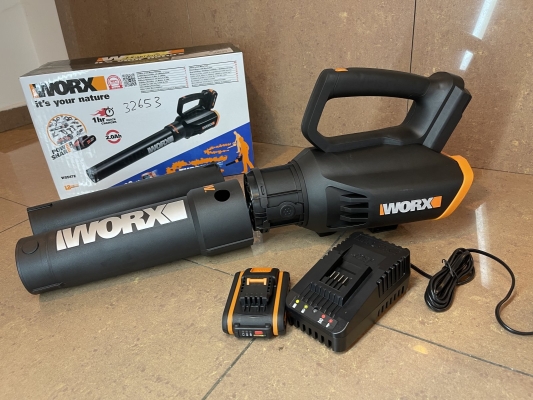 Worx WG547E 20v Cordless Leaf Blower Turbine Two Speed Power Share Lithium Ion Battery ID32653