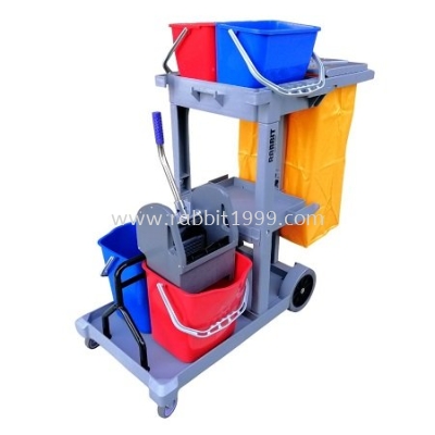 MULTIPURPOSE JANITOR CART c/w wringer bucket, cover, linen bag & top bucket - JC-311