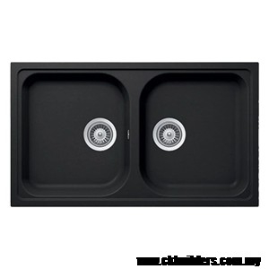 Kitchen Sink Model : Hafele Granite Sink 85cm Double-Bowl With Drainer - 570.35.380