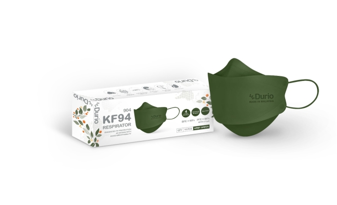 Durio 904 KF94 Respirator (Army Green) - 10pcs