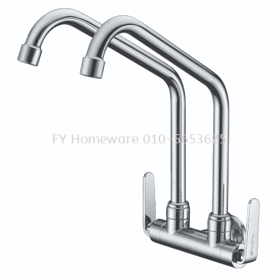 304 Stainless Steel Kitchen Wall Mounted Double Kitchen Tap