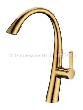 Kitchen Pull Out Mixer Water Tap Gold