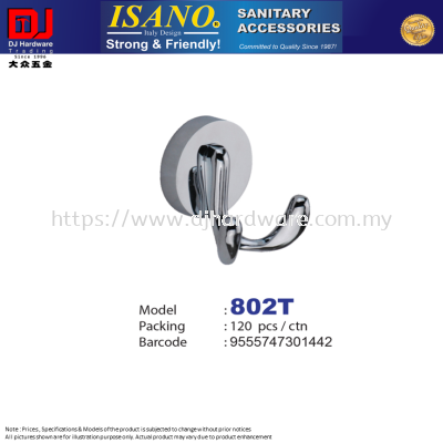 ISANO SANITARY ACCESSORIES ROUND HANGER TWIN 802T (CL)