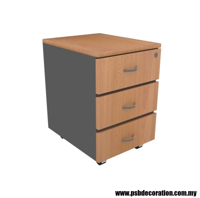 Low 3 Drawers Cabinet -  3D (Beech + Graphite)