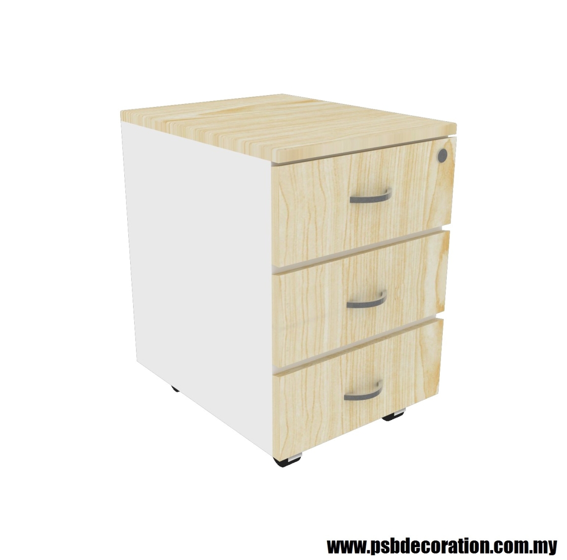 Low 3 Drawers Cabinet - 3D (Maple + White) 3 Drawers Cabinet Furniture Choose Sample / Pattern Chart